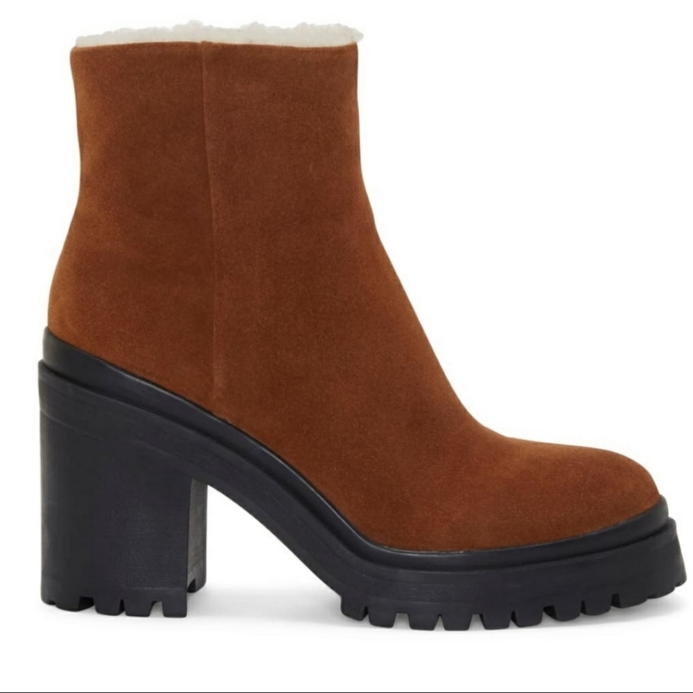 Rebecca Minkoff Milana suede Shearling chunky heel Boots 9